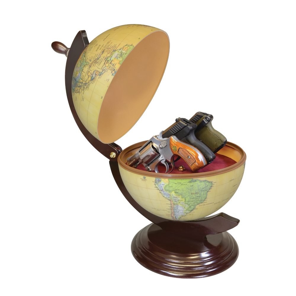 The Gun Globe hides 3 hand guns