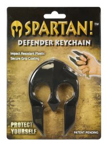The Spartan! Protection Keychain - in packaging
